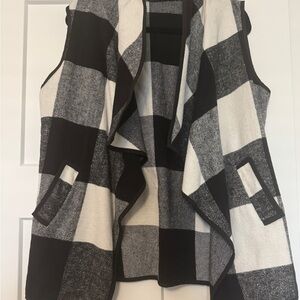 Black and White Checkered Women's Sweater Vest